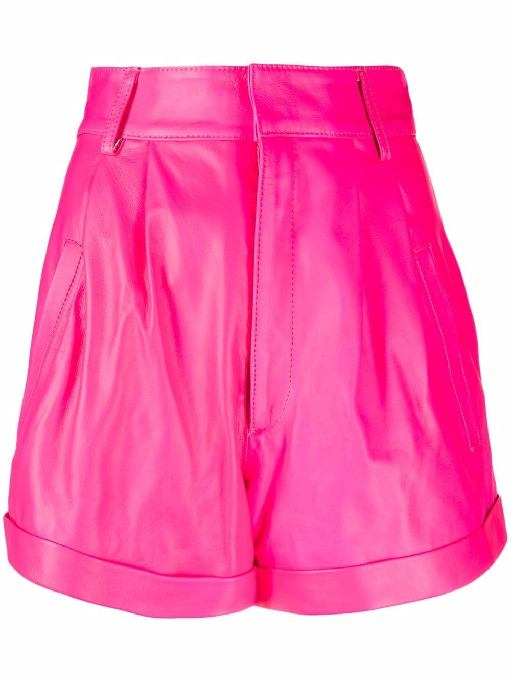 Pink Flared Leather Shorts (2) Pink Flared Leather Shorts