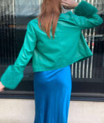 Green Leather with Faux Fur Jacket