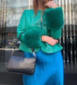 Green Leather with Faux Fur Jacket