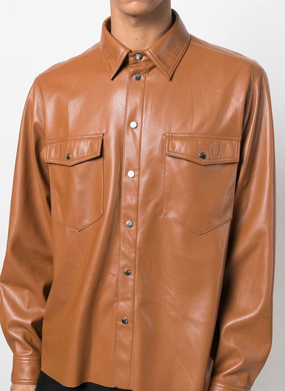 Men's-Tobacco-Brown-Long-Sleeves-Leather-Shirt-1 Men's-Tobacco-Brown-Long-Sleeves-Leather-Shirt