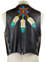 Men's-Vintage-Native-American-Style-Black-Leather-Vest