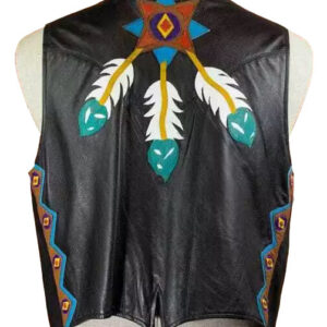 Men's-Vintage-Native-American-Style-Black-Leather-Vest
