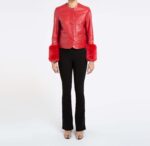 Red Leather with Faux Fur Jacket