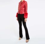 Red Leather with Faux Fur Jacket