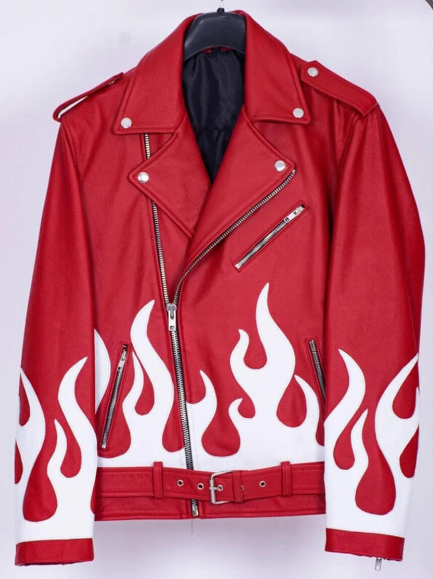 Vintage-Flames-Style-Petite-Belt-Red-Biker-Leather-Jacket-1 Vintage-Flames-Style-Petite-Belt-Red-Biker-Leather-Jacket