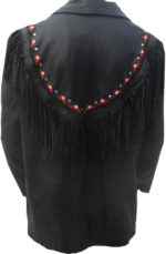 Vintage-Western-Style-Fringes-And-Beads-Black-Leather-Jacket