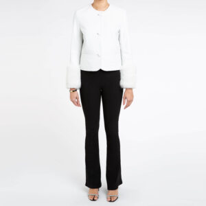 White Leather with Faux Fur Jacket