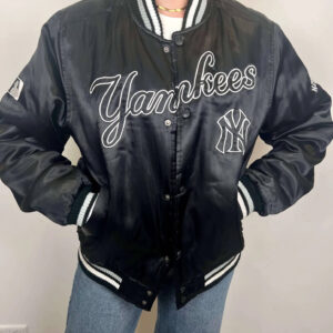 Black New York Yankees Bomber Satin Jacket