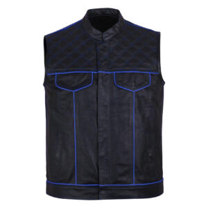 Men's-Black-Blue-Quilted-Style-Leather-Vest