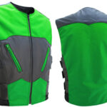 Men's-Black-Green-Leather-&-Textile-Vest