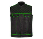 Men's-Black-Green-Quilted-Style-Leather-Vest