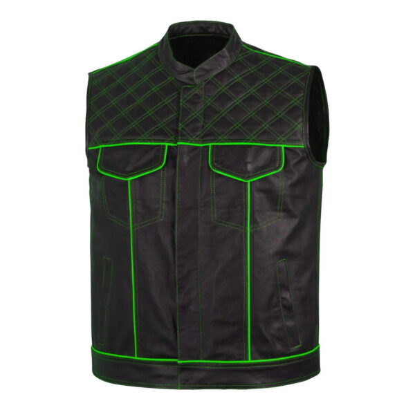 Men's-Black-Green-Quilted-Style-Leather-Vest