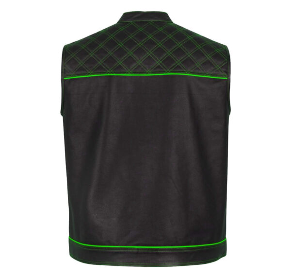 Men's-Black-Green-Quilted-Style-Leather-Vest