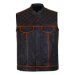 Men's-Black-Orange-Quilted-Style-Leather-Vest