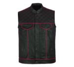 Men's-Black-Pink-Quilted-Style-Leather-Vest