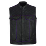 Men's-Black-Purple-Quilted-Style-Leather-Vest