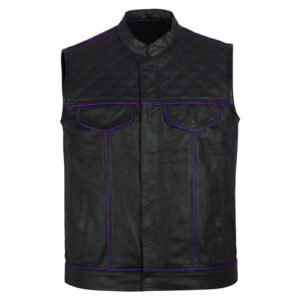 Men's-Black-Purple-Quilted-Style-Leather-Vest