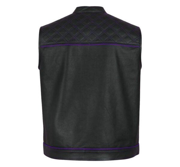 Men's-Black-Purple-Quilted-Style-Leather-Vest