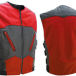 Men's-Black-Red-Leather-&-Textile-Vest