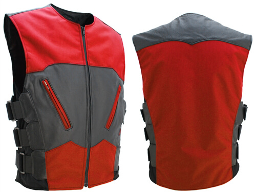 Men's-Black-Red-Leather-&-Textile-Vest-1 Men's-Black-Red-Leather-&-Textile-Vest