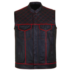 Men's-Black-Red-Quilted-Style-Leather-Vest