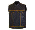 Men's-Black-Yellow-Quilted-Style-Leather-Vest