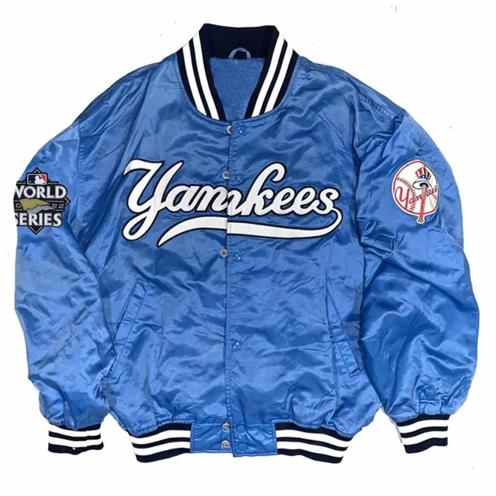 NY Yankees World Series 2022 Blue Satin Jacket NY Yankees World Series 2022 Blue Satin Jacket