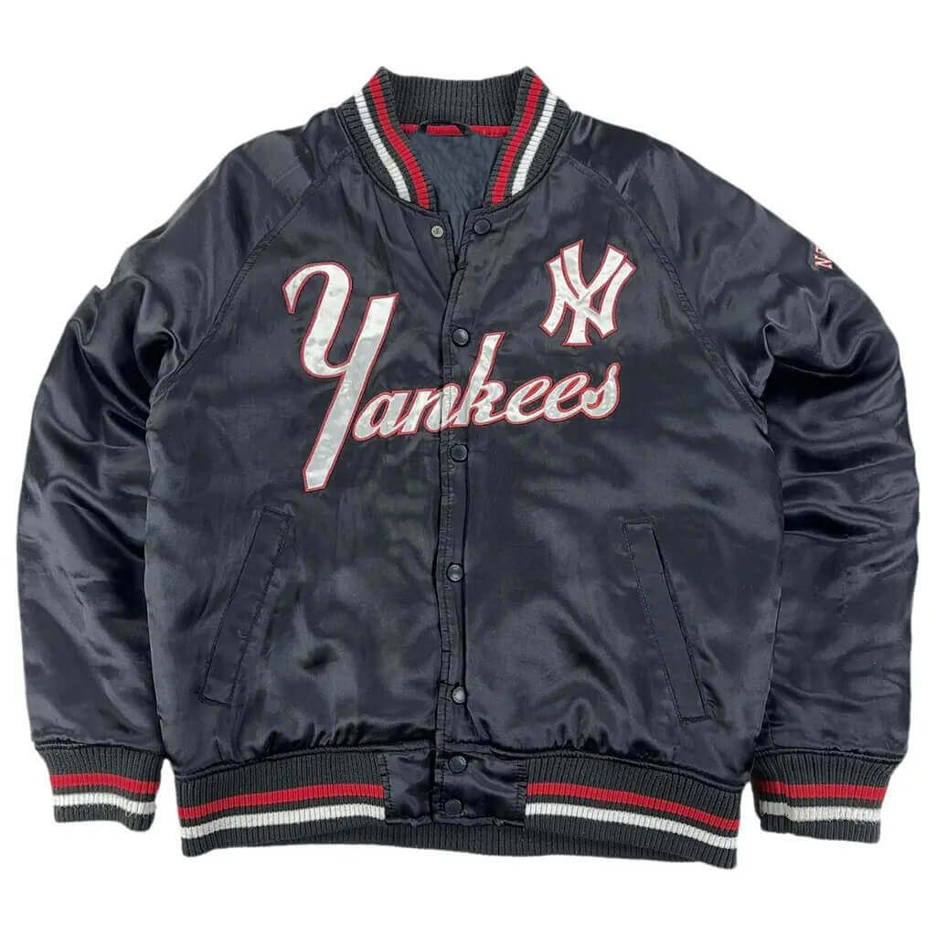 New York Yankees Black Bomber Satin Jacket (2) New York Yankees Black Bomber Satin Jacket