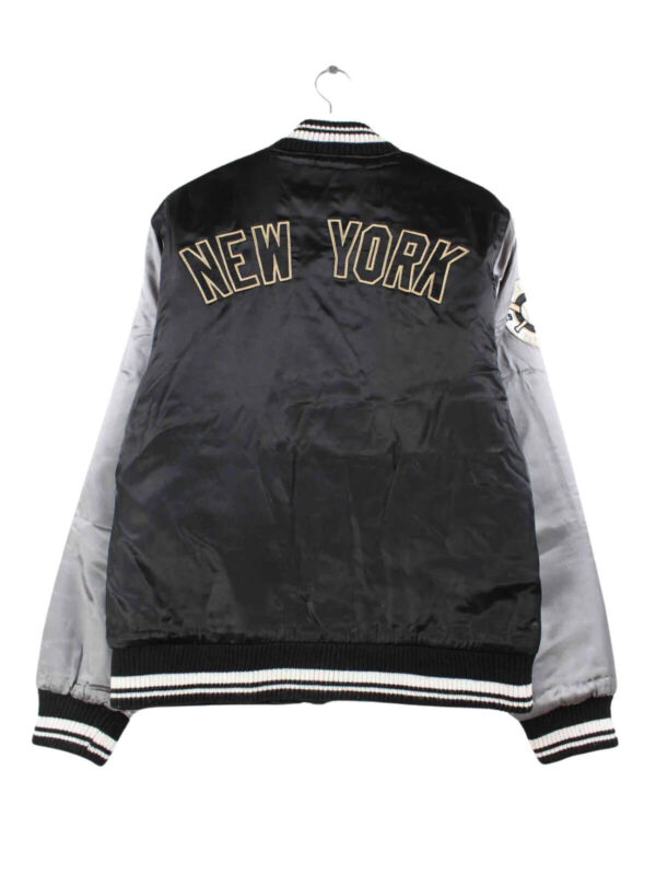 New York Yankees Black Gray Bomber Satin Jacket