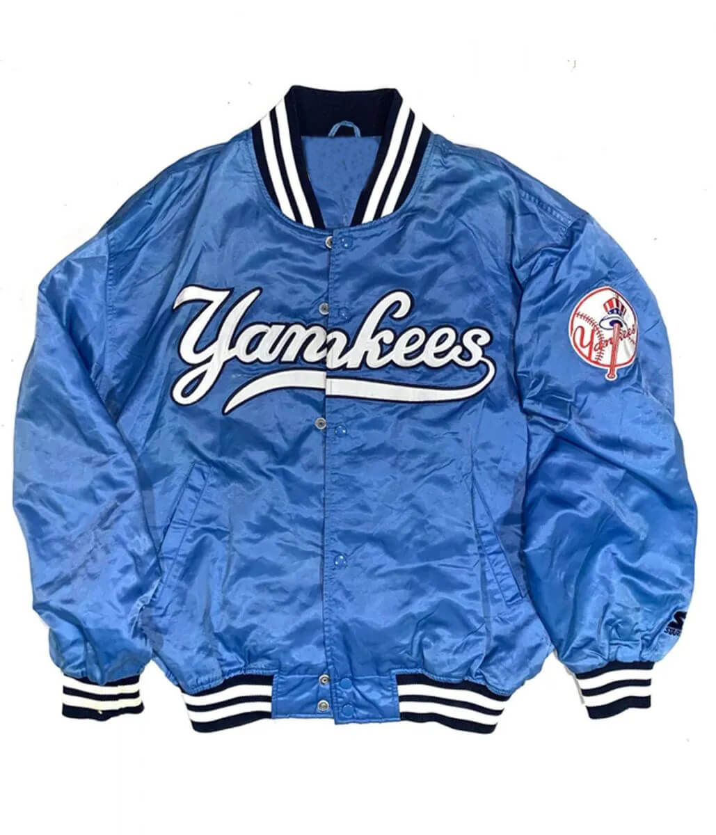 New York Yankees Blue Satin Jacket (1) New York Yankees Blue Satin Jacket