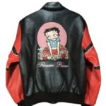 Betty Boop American Toons Flower Power Black Leather Jacket