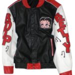 Betty Boop Bimbo Pudgy Black White Leather Jacket