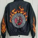 Betty Boop Choppers Flames Black Leather Jacket
