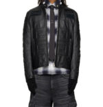 Givenchy Black Embossed Logo Leather Jacket