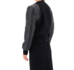 Givenchy Black Wool And Leather Cropped Bomber Jacket