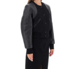 Givenchy Black Wool And Leather Cropped Bomber Jacket