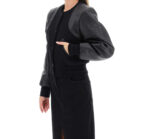 Givenchy Black Wool And Leather Cropped Bomber Jacket
