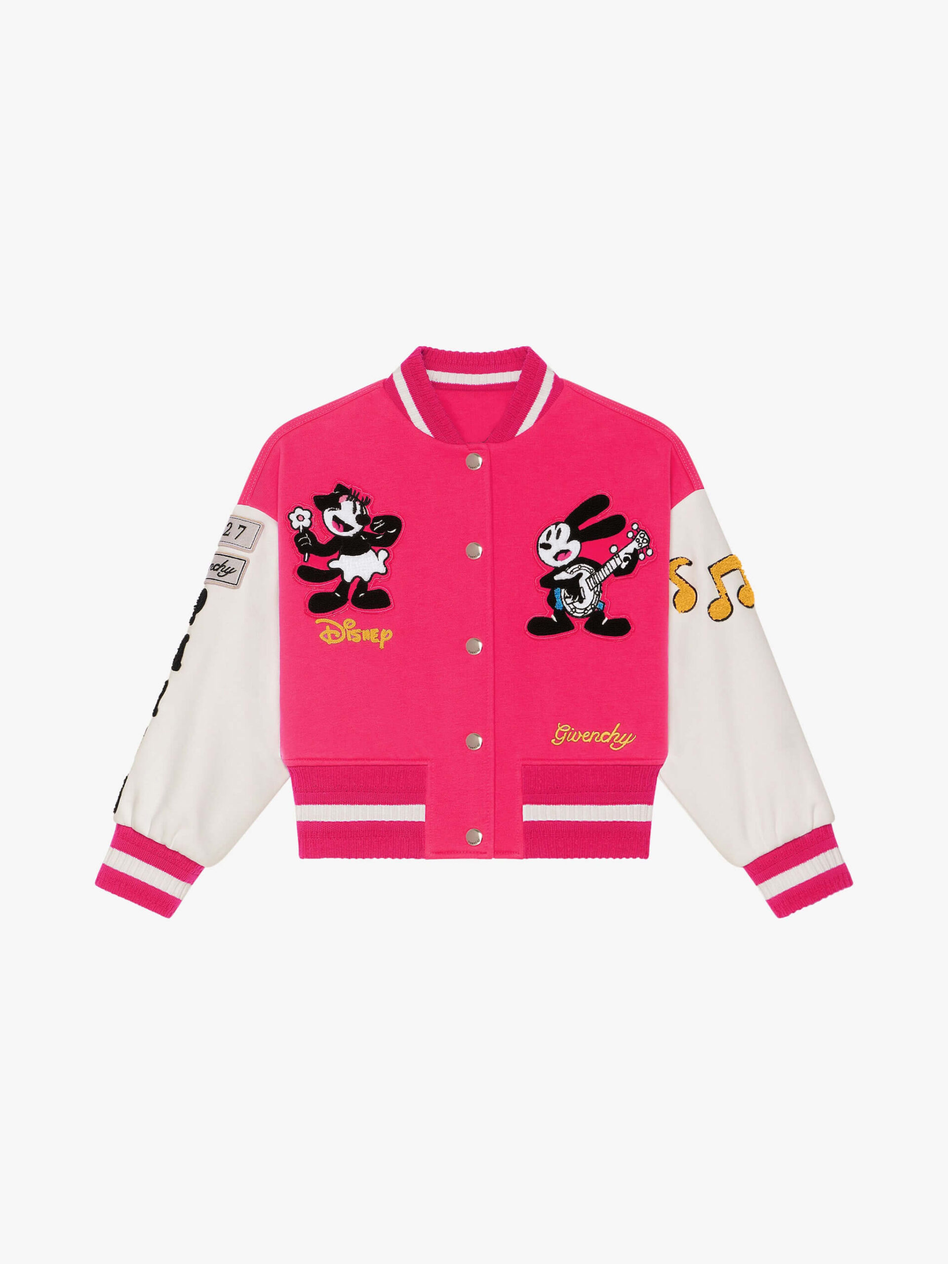 Givenchy Disney Oswald Pink White Varsity Jacket (2) Givenchy Disney Oswald Pink White Varsity Jacket