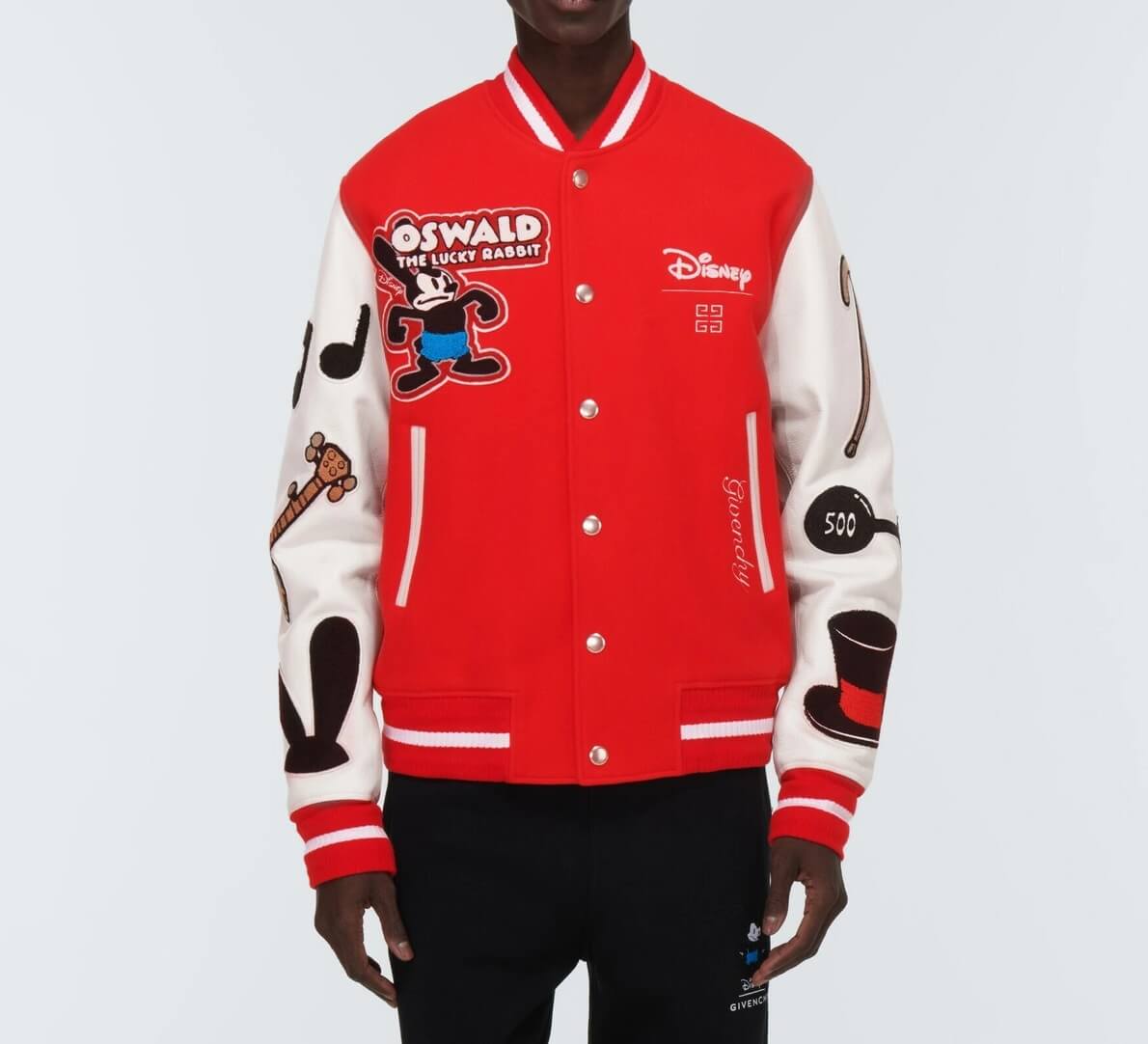 Givenchy Disney Oswald Red White Varsity Jacket (3) Givenchy Disney Oswald Red White Varsity Jacket