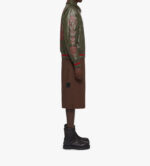 Givenchy Olive Green Crest Bomber Embroidered Leather Jacket