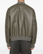 Givenchy Olive Green Embossed Logo Leather Jacket