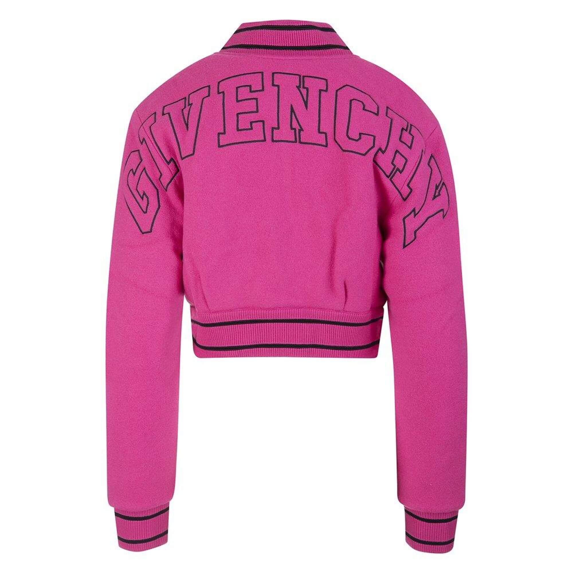 Givenchy Pink Cropped Bomber Jacket (2) Givenchy Pink Cropped Bomber Jacket