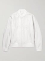 Givenchy White Embossed Logo Leather Jacket