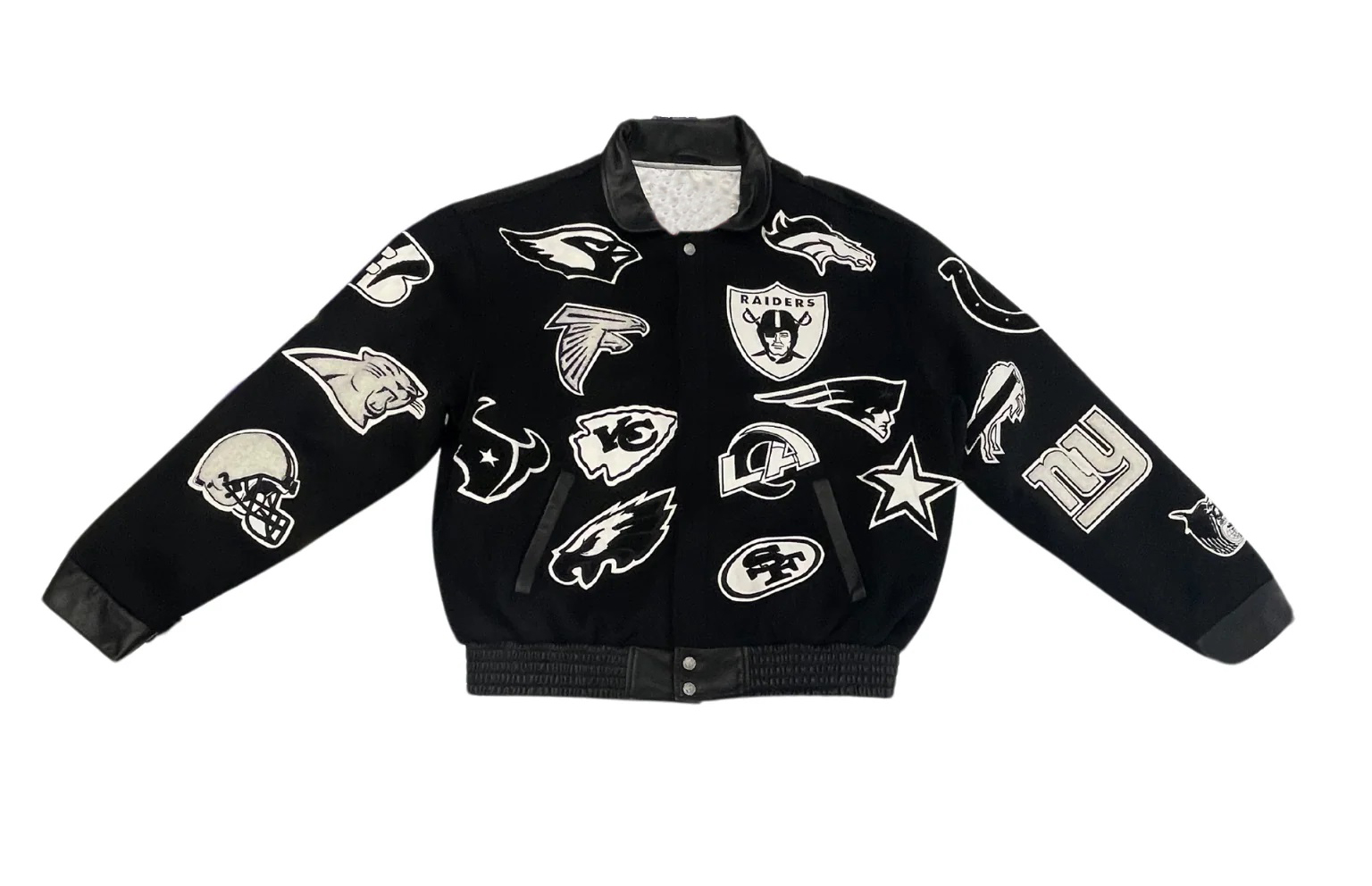 NFL Black Collage Jeff Hamilton Wool Jacket (2) NFL Black Collage Jeff Hamilton Wool Jacket