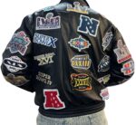 NFL Super Bowl Collage Black Jeff Hamilton Leather Jacket