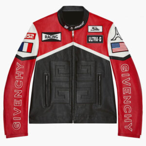 Nicolas Cage LA 2024 Givenchy Red and Black Leather Jacket