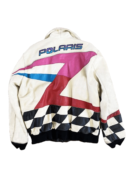 Polaris 1996 XCR 600 White Leather Jacket - Maker of Jacket