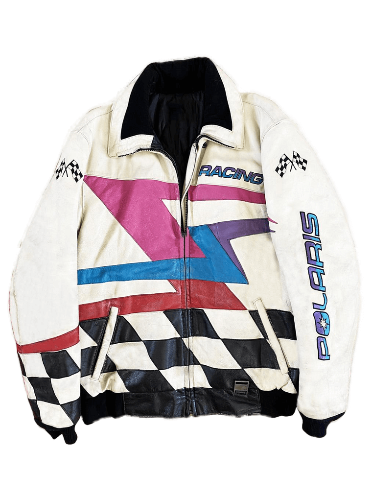 Polaris 1996 XCR 600 White Leather Jacket - Maker of Jacket