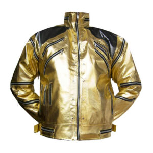 Micheal-Jackson-Golden-And-Black-Metallic-Leather-Jacket