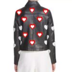 Maje Heart Black White Leather Jacket